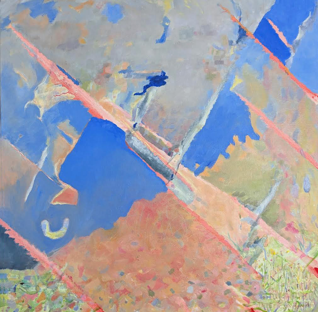 Exchanges of Energy, Camille Marquand, oil on linen 100x100 cm 2025 Energy Becomes Matter, Camille Marquand, oil on linen, 100x100 cm, 2025